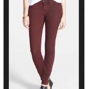 Articles of Society Skinny Jean Maroon Denim Raw Hem Pants Size 25